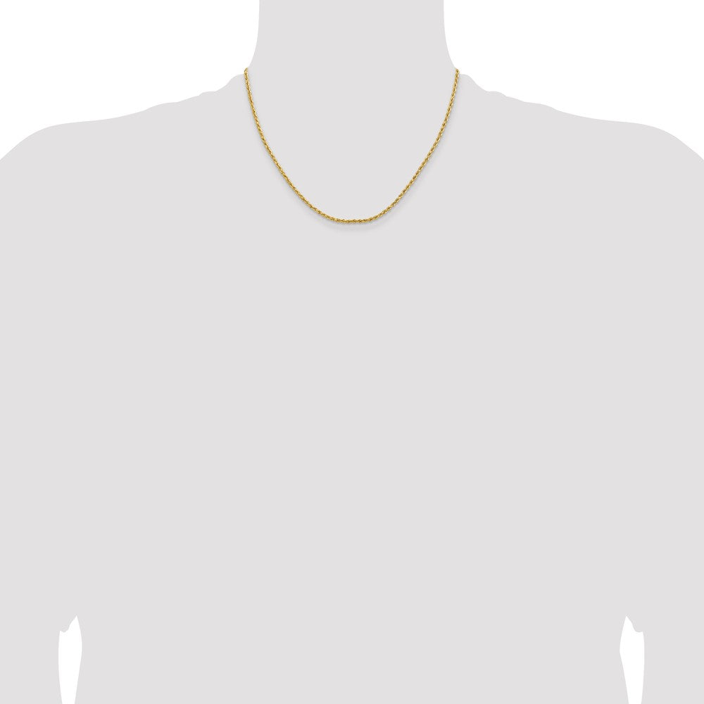 14k Yellow Gold 2mm Lightweight Diamond-Cut Rope Chain Necklace