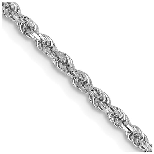 10k White Gold 2mm Diamond-cut Rope Chain Necklace