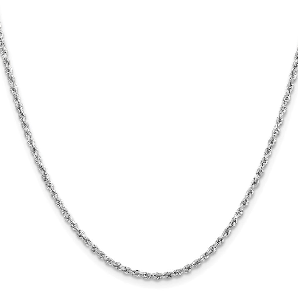 14k White Gold 2mm Lightweight Diamond-Cut Rope Chain Necklace