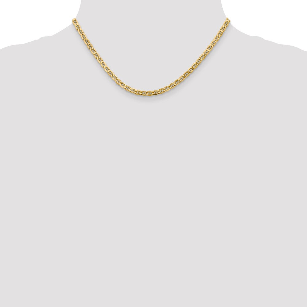 10k Yellow Gold 4mm Semi-Solid Anchor Chain Necklace