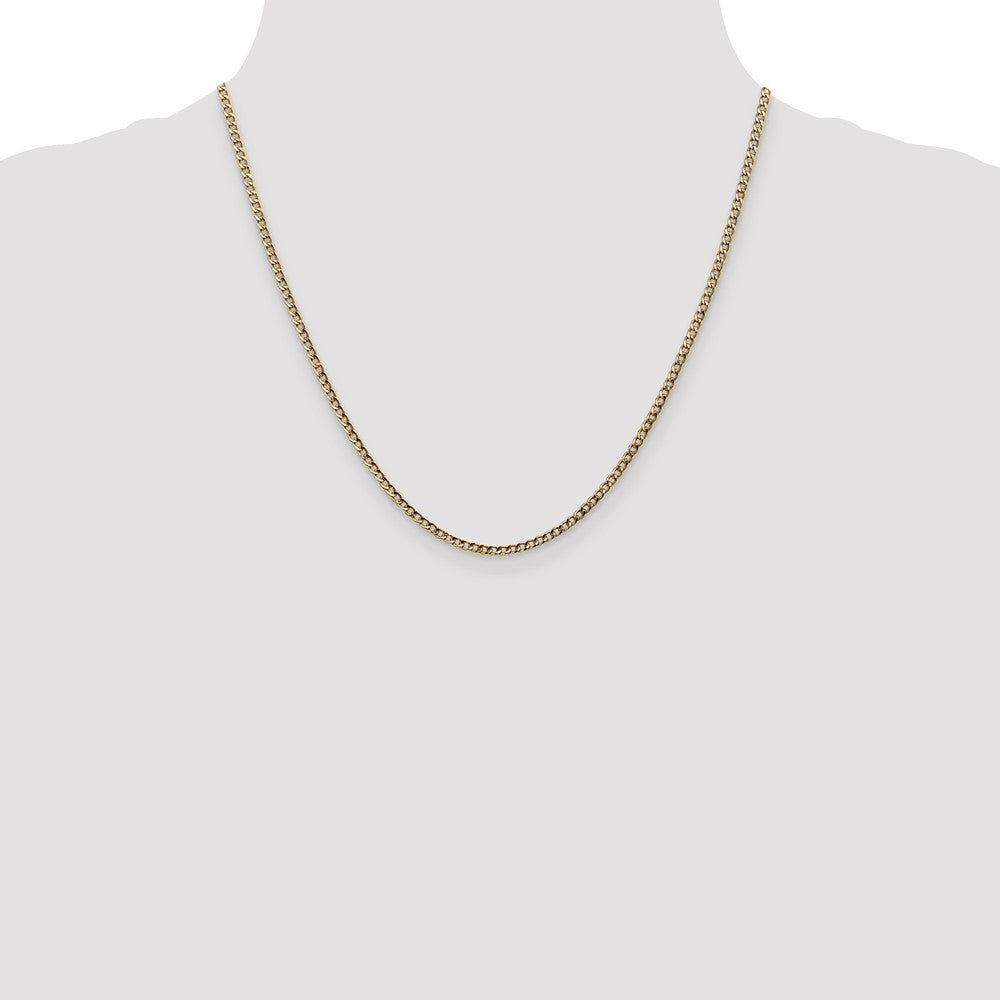10k Yellow Gold 2.5mm Semi-Solid Curb Link Chain Necklace