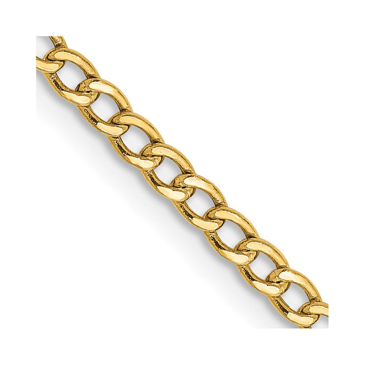 10k Yellow Gold 2.5mm Semi-Solid Curb Link Chain Necklace