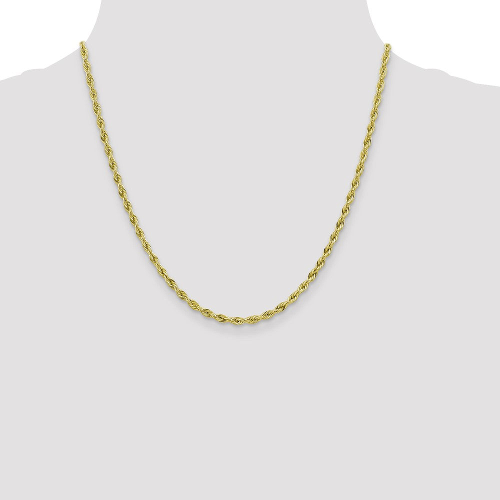 10k Yellow Gold 3mm Semi-Solid Rope Chain Necklace