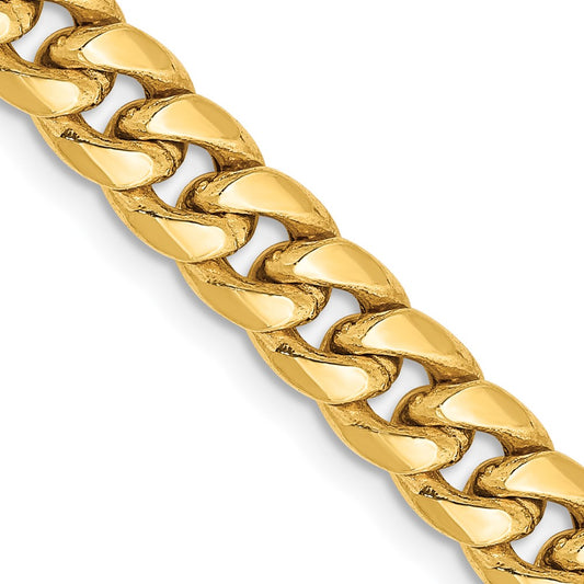 10k Yellow Gold 6mm Semi-Solid Miami Cuban Chain Necklace