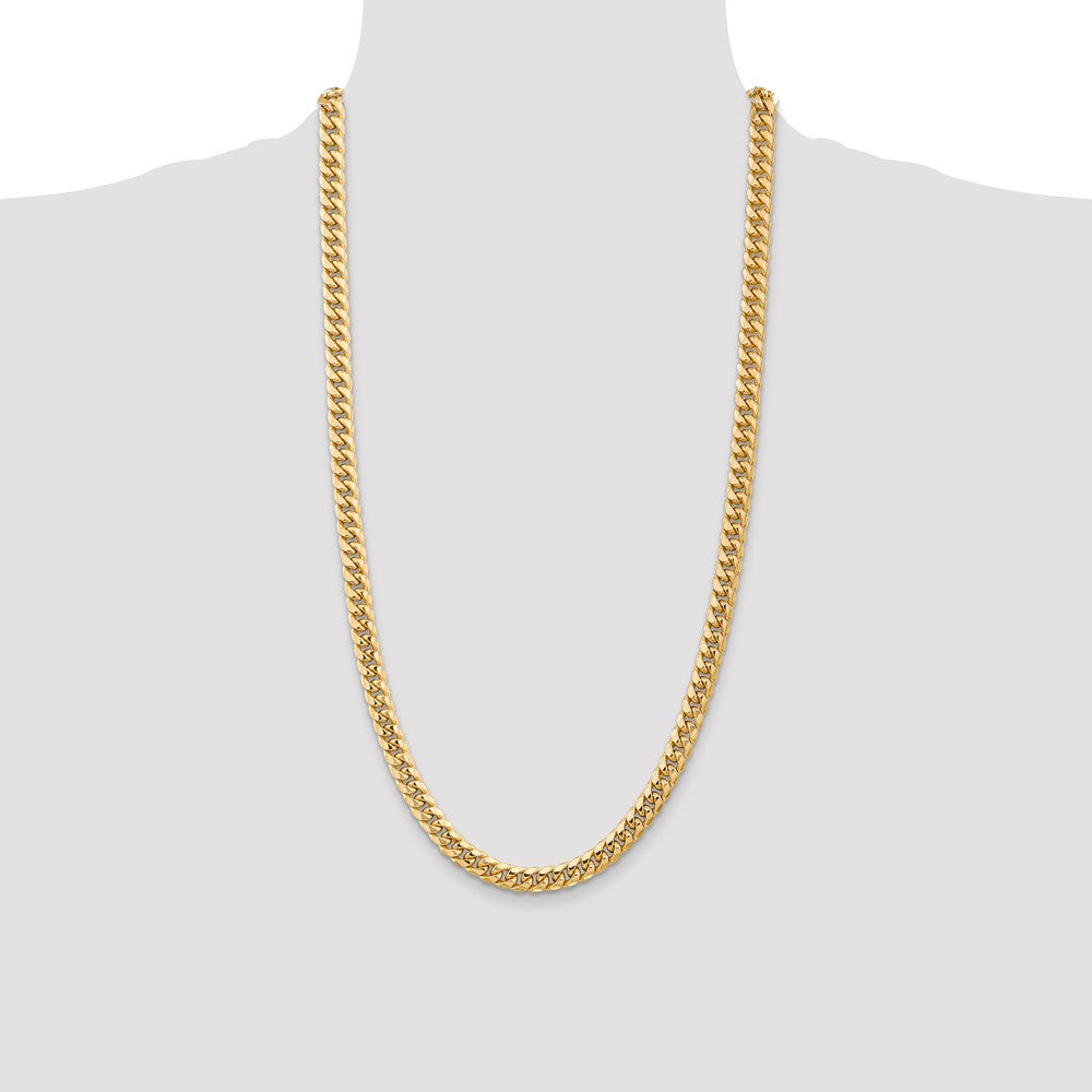 10k Yellow Gold 6.75mm Semi-Solid Miami Cuban Chain Necklace