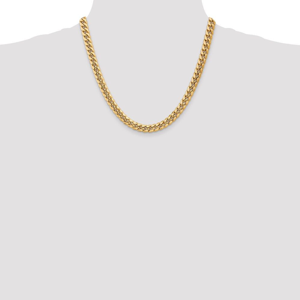 10k Yellow Gold 7.3mm Semi-Solid Miami Cuban Chain Necklace