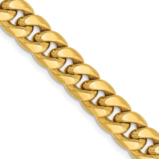 10k Yellow Gold 7.3mm Semi-Solid Miami Cuban Chain Necklace