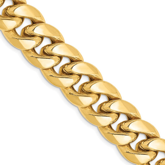 10k Yellow Gold 13.2mm Semi-Solid Miami Cuban Chain Necklace