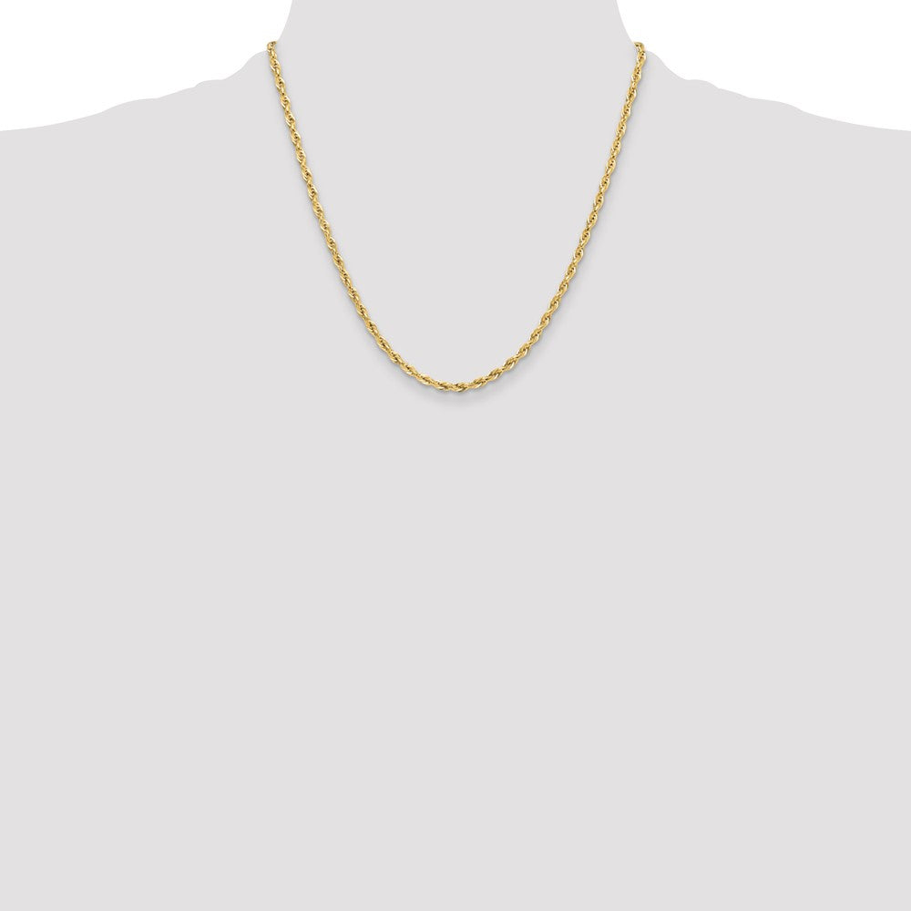 10k Yellow Gold 3.5mm Semi-Solid Rope Chain Necklace