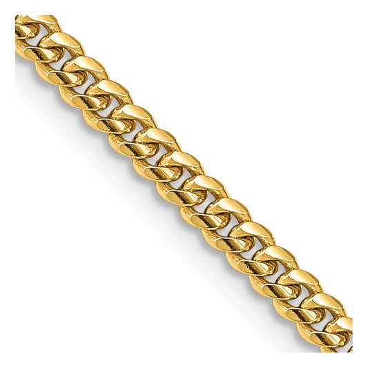 10k Yellow Gold 3.5mm Solid Miami Cuban Chain Necklace