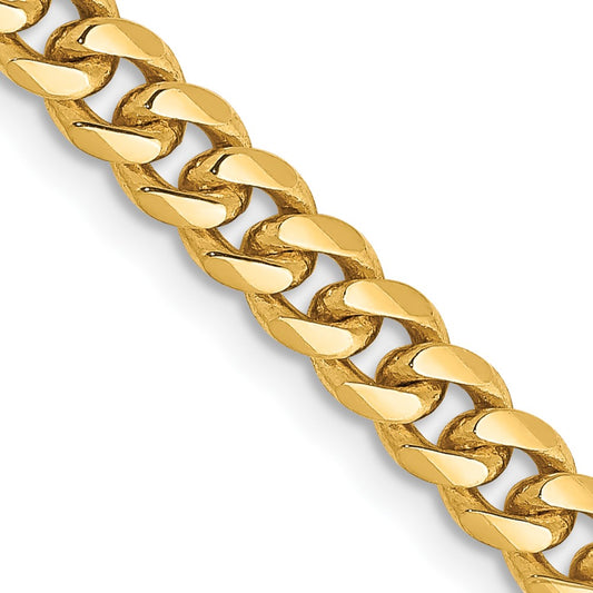 10k Yellow Gold 4.25mm Solid Miami Cuban Chain Necklace