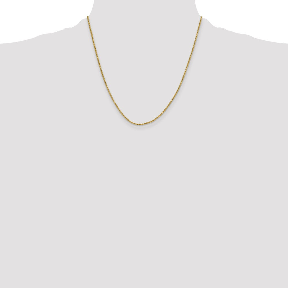 10k Yellow Gold 2mm Semi-solid Diamond-Cut Rope Chain Necklace