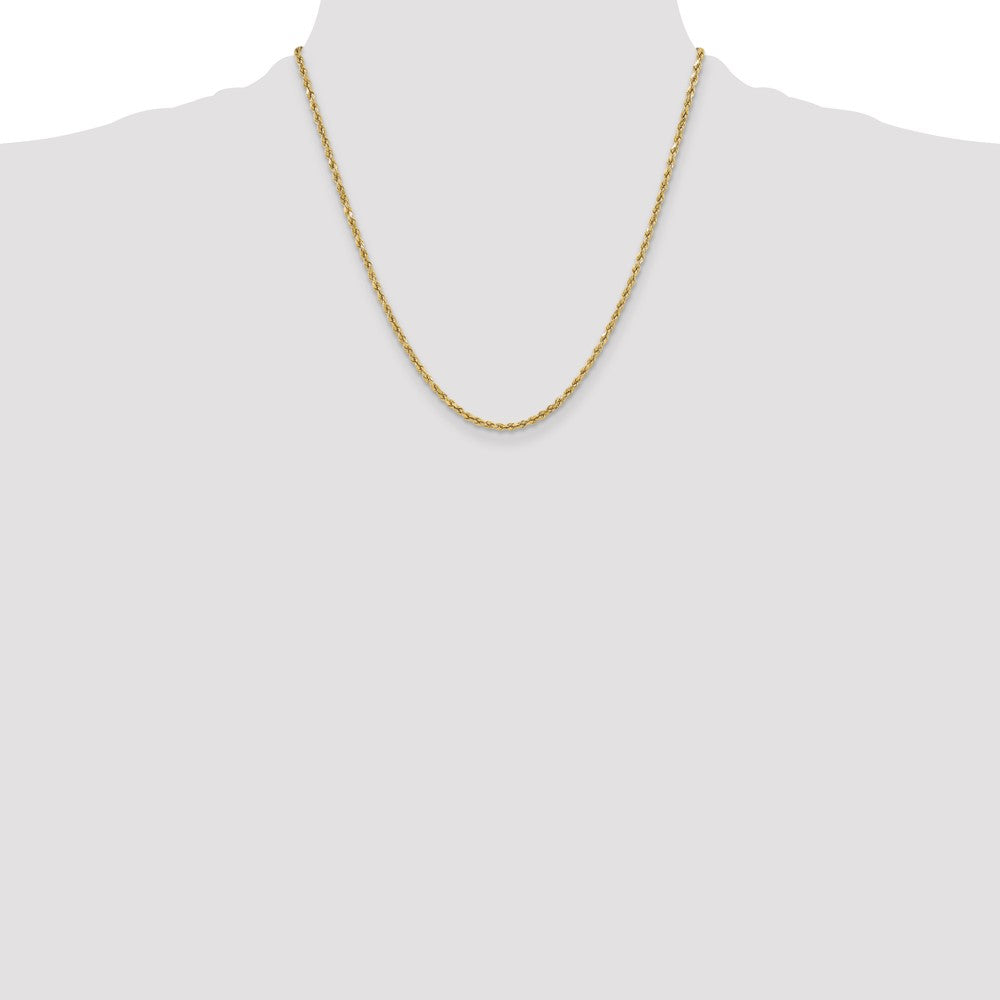 10k Yellow Gold 3mm Semi-solid Diamond-Cut Rope Chain Necklace