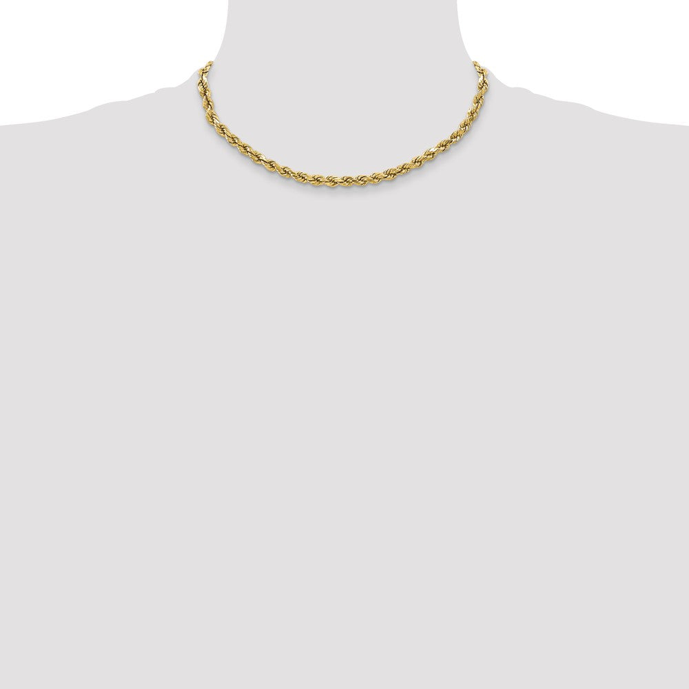 10k Yellow Gold 3.5mm Semi-solid Diamond-Cut Rope Chain Necklace
