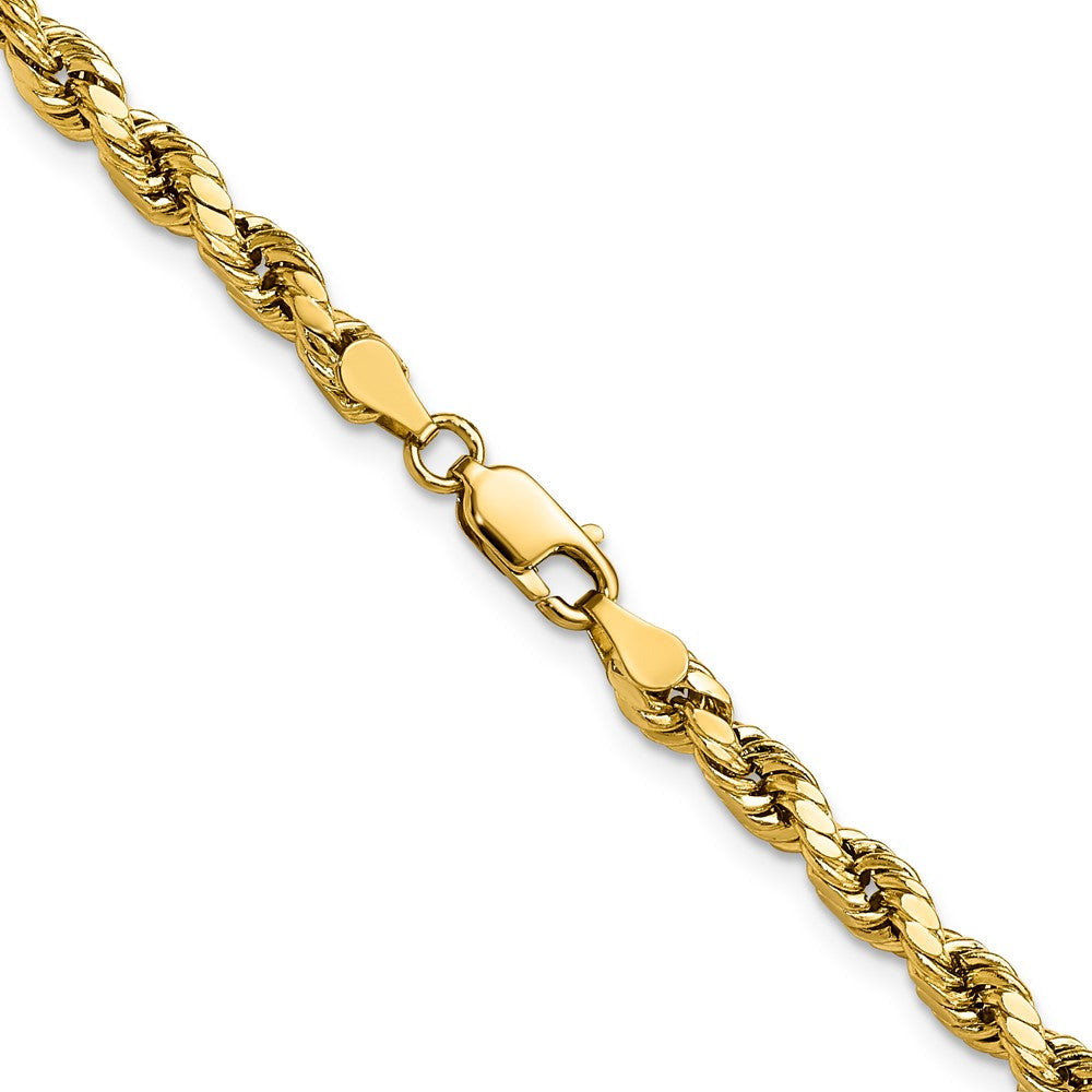 10k Yellow Gold 4mm Semi-solid Diamond-Cut Rope Chain Necklace