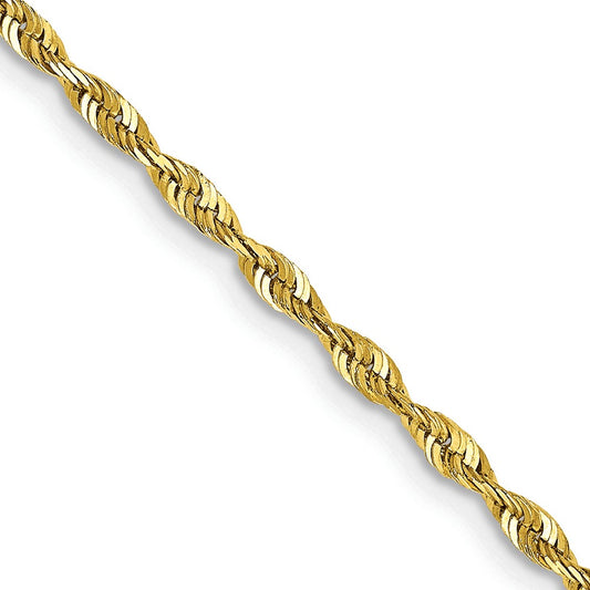 10k Yellow Gold 2.0mm Extra-Light Diamond-Cut Rope Chain Necklace