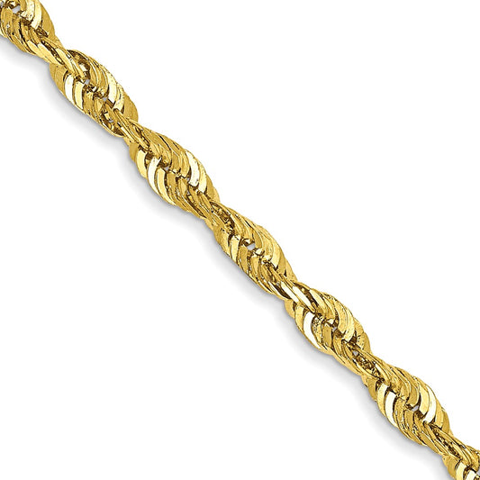 10k Yellow Gold 2.50mm Extra-Light Diamond-Cut Rope Chain Necklace