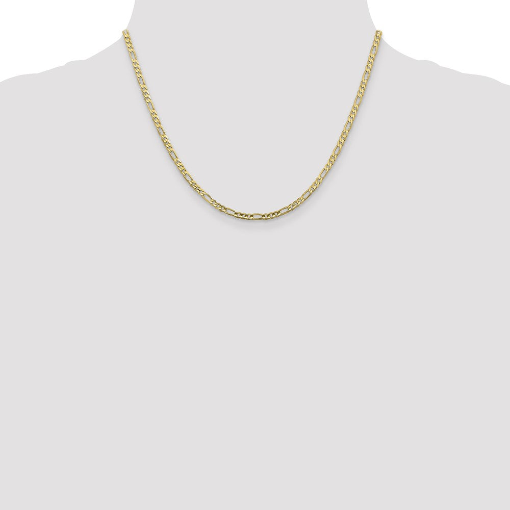 10k Yellow Gold 3mm Flat Figaro Chain Necklace