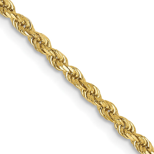 10k Yellow Gold 2mm Diamond-cut Rope Chain Necklace