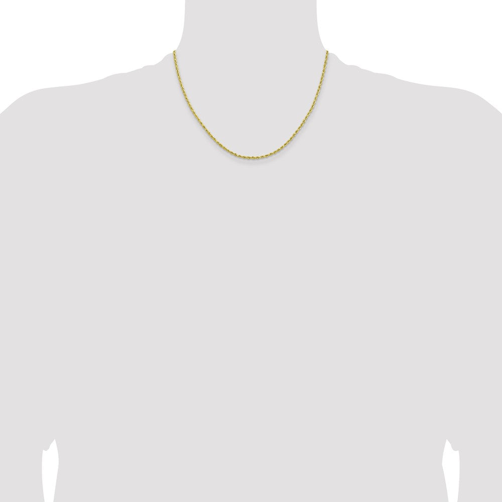10k Yellow Gold 2mm Lightweight Diamond-Cut Rope Chain Necklace