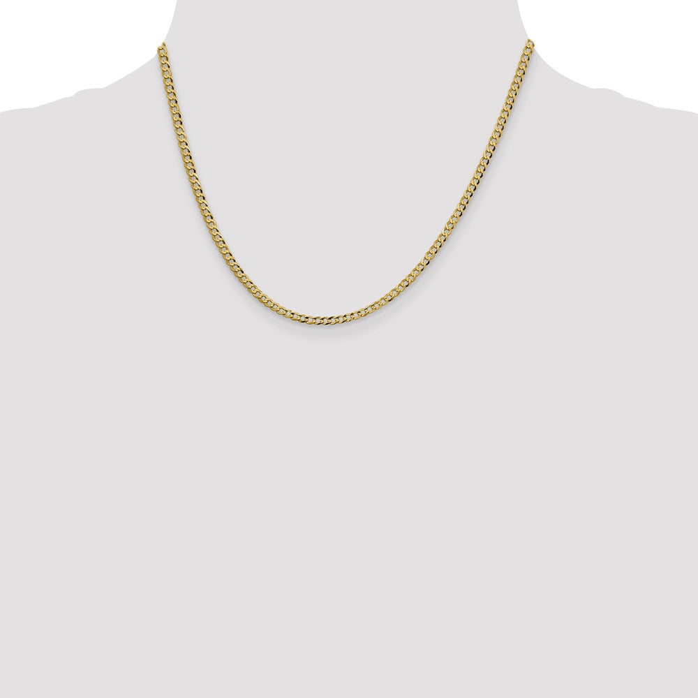 10k Yellow Gold 3.1mm Lightweight Flat Cuban Chain Necklace