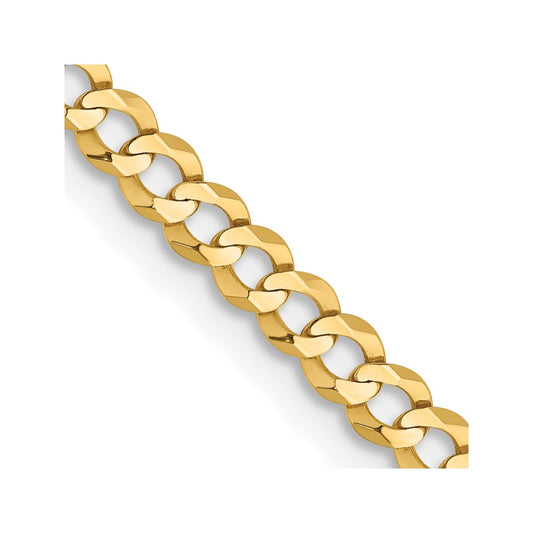 10k Yellow Gold 3.1mm Lightweight Flat Cuban Chain Necklace