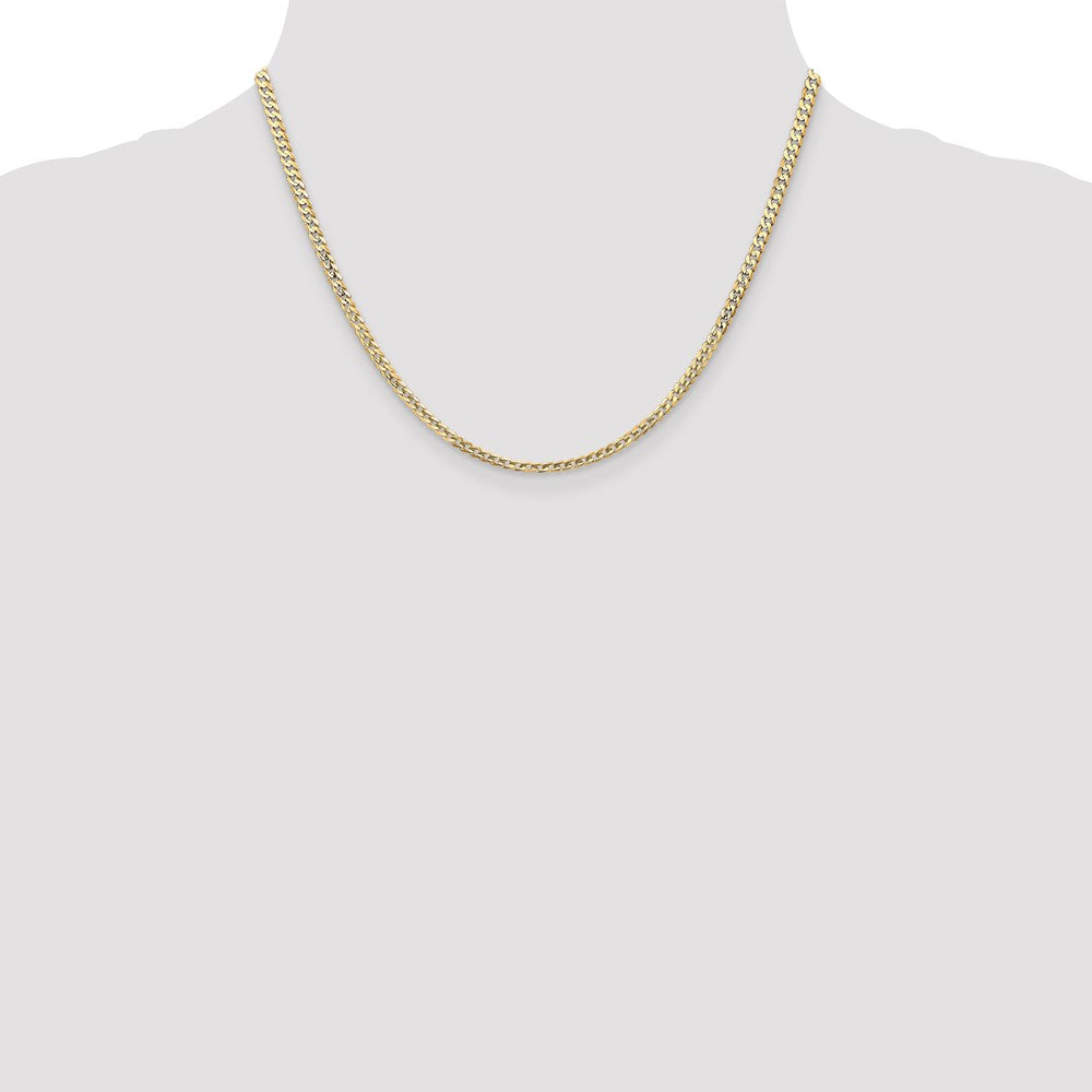 10k Yellow Gold 3mm Open Concave Curb Chain Necklace 10K