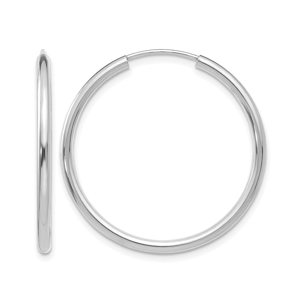 10k Gold Polished Round Endless 2mm Hoop Earrings L-26 mm, W-26 mm
