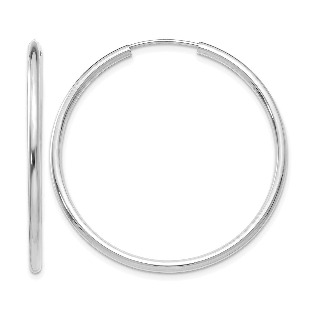 10k Gold Polished Round Endless 2mm Hoop Earrings L-38 mm, W-38 mm