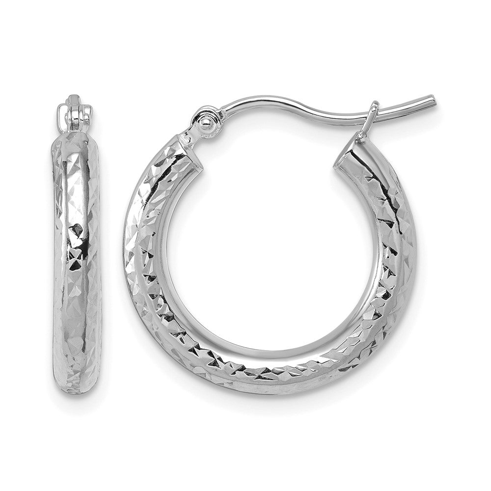 10k Gold Diamond-cut 3mm Round Hoop Earrings L-20 mm, W-20 mm