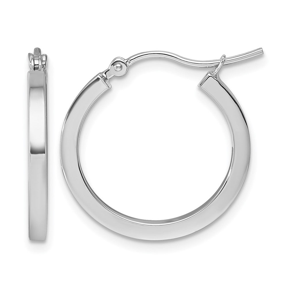 10k Gold 2mm Square Tube Hoop Earrings L-20 mm, W-20 mm