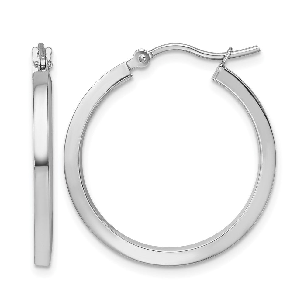 10k Gold 2mm Square Tube Hoop Earrings L-25 mm, W-25 mm
