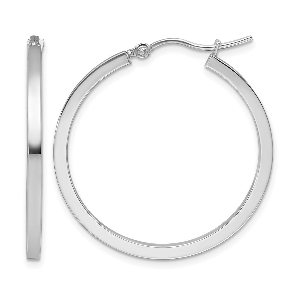 10k Gold 2mm Square Tube Hoop Earrings L-30 mm, W-30 mm