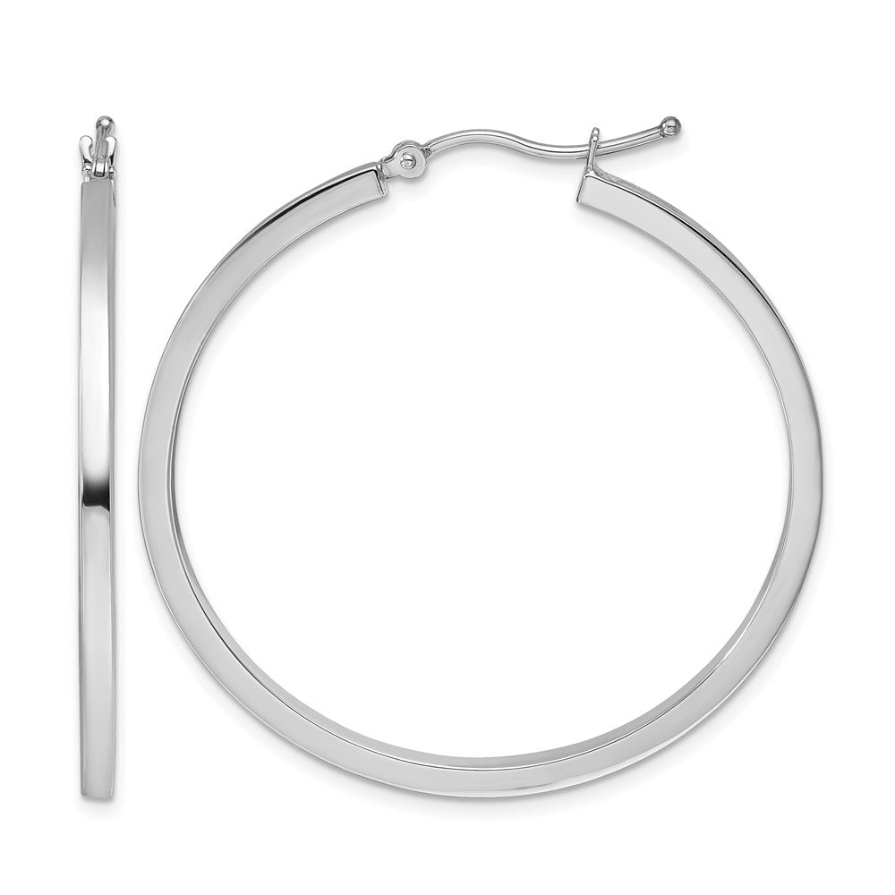 10k Gold 2mm Square Tube Hoop Earrings L-40 mm, W-40 mm
