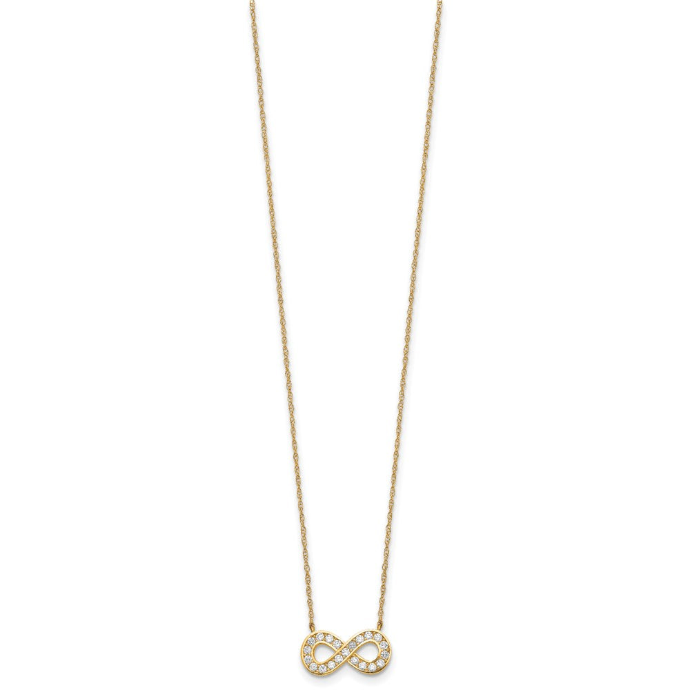 10k Yellow Gold 18inch Polished CZ Infinity Necklace 18"