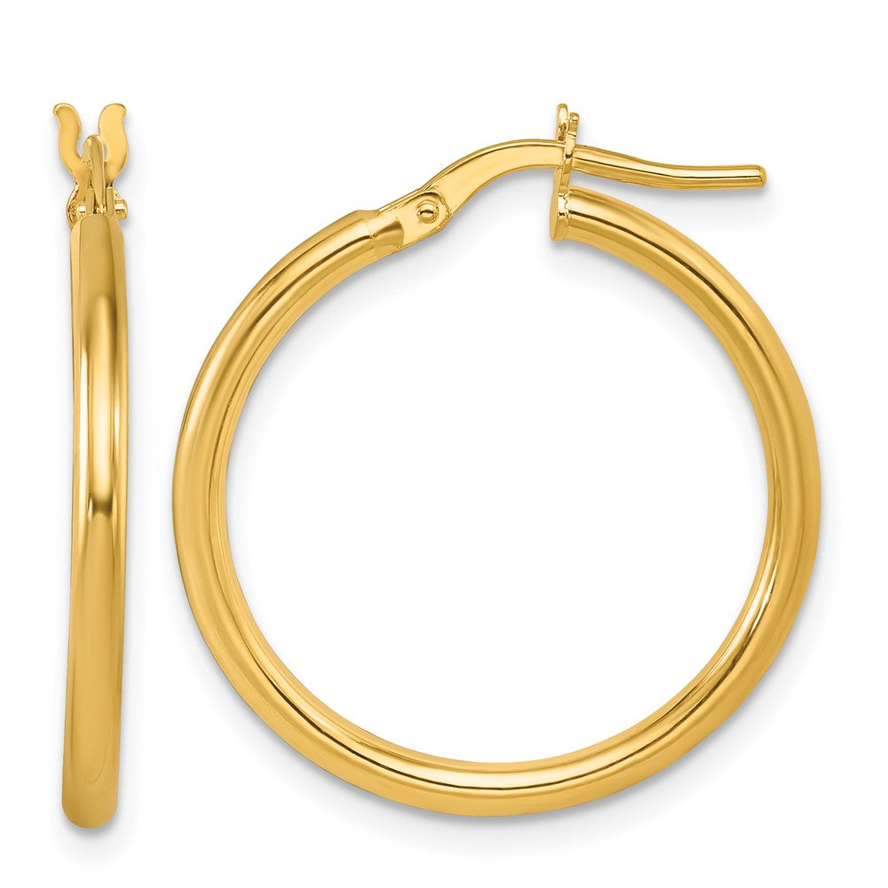 14k Yellow Gold Polished 1.9x23.8mm Round Tube Round Hoop Earrings