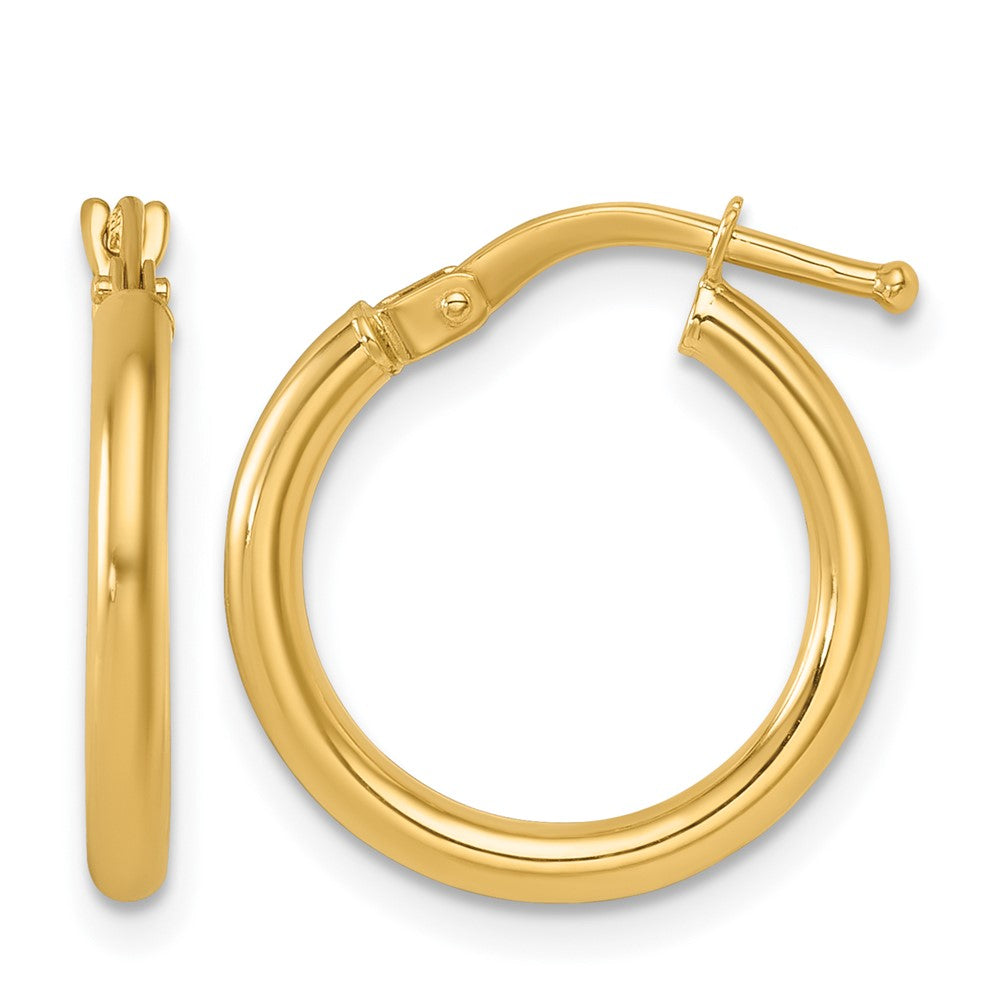 14k Yellow Gold Polished 1.9x16.7mm Round Tube Round Hoop Earrings