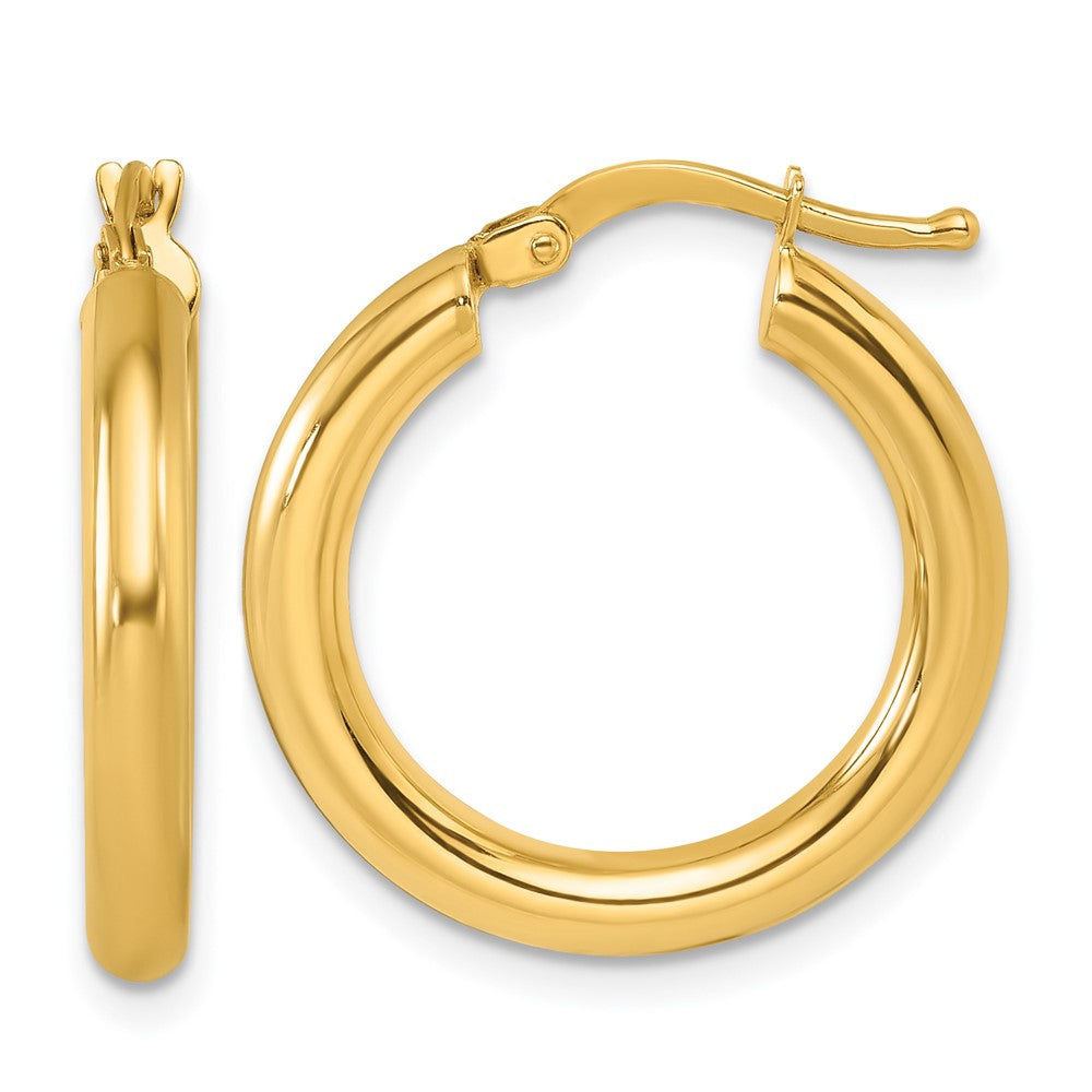14k Yellow Gold Polished 2.9x21.5mm Round Tube Round Hoop Earrings