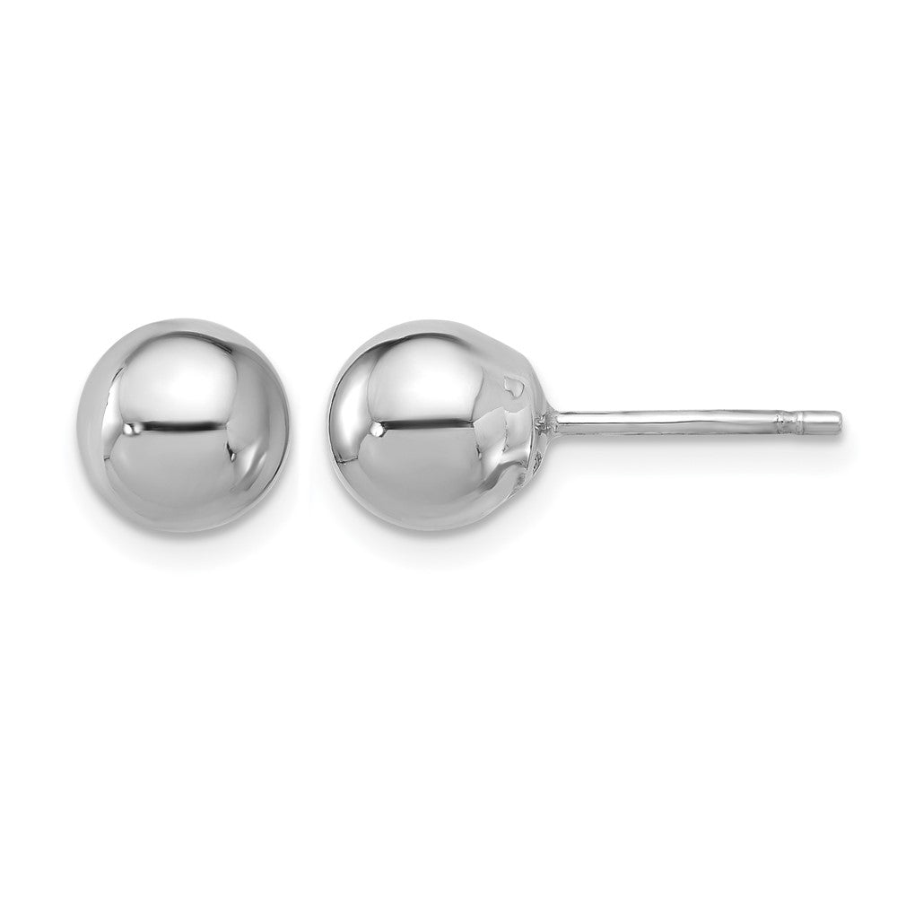 14K White Gold Rhodium-plated Polished 8.0mm Ball Stud Earrings