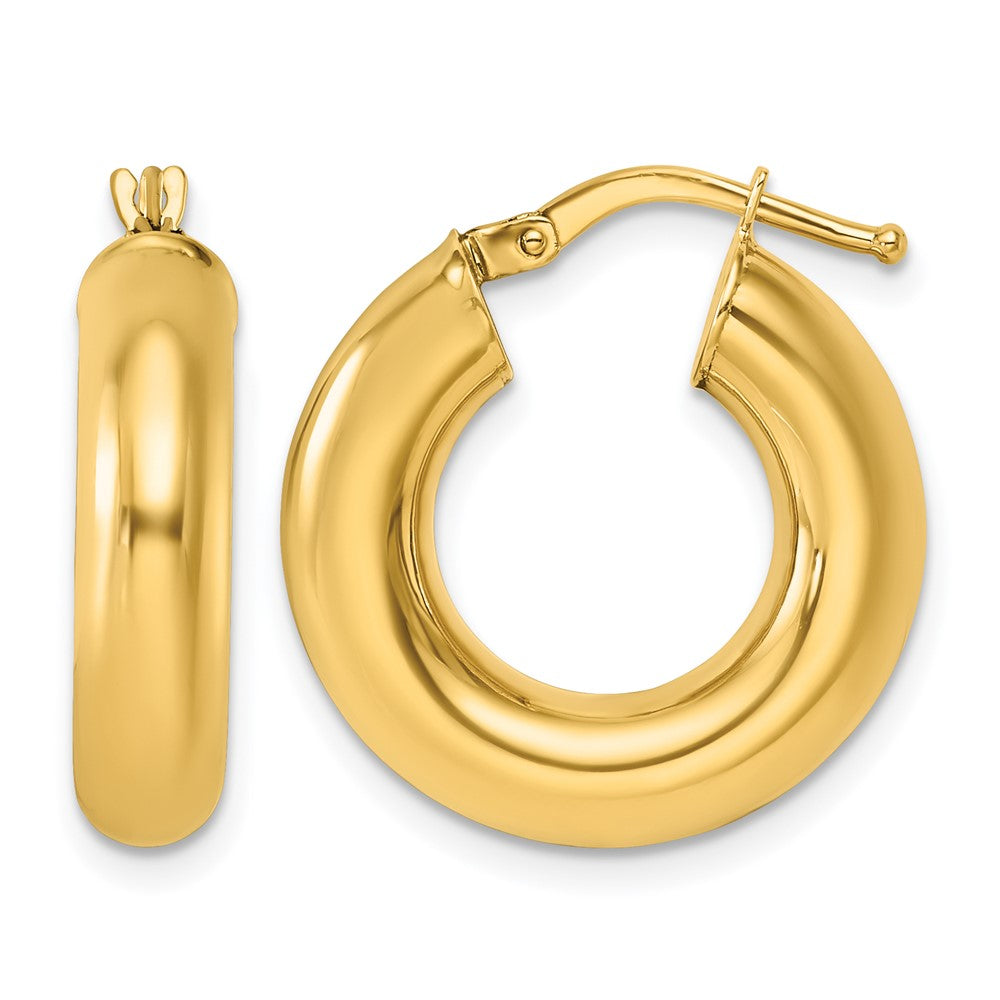 14k Yellow Gold Polished 4.8x20mm Round Tube Round Hoop Earrings