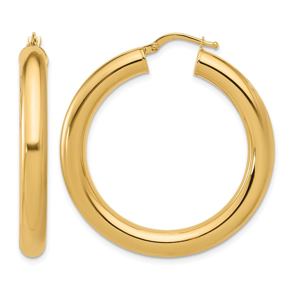 14k Yellow Gold Polished 4.8x40.5mm Round Tube Round Hoop Earrings