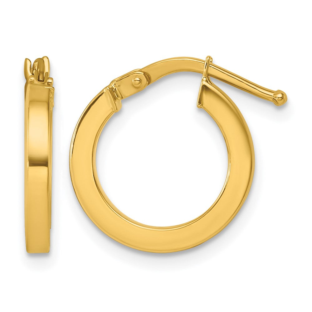 14k Yellow Gold Polished 2x14.5mm Square Tube Round Hoop Earrings