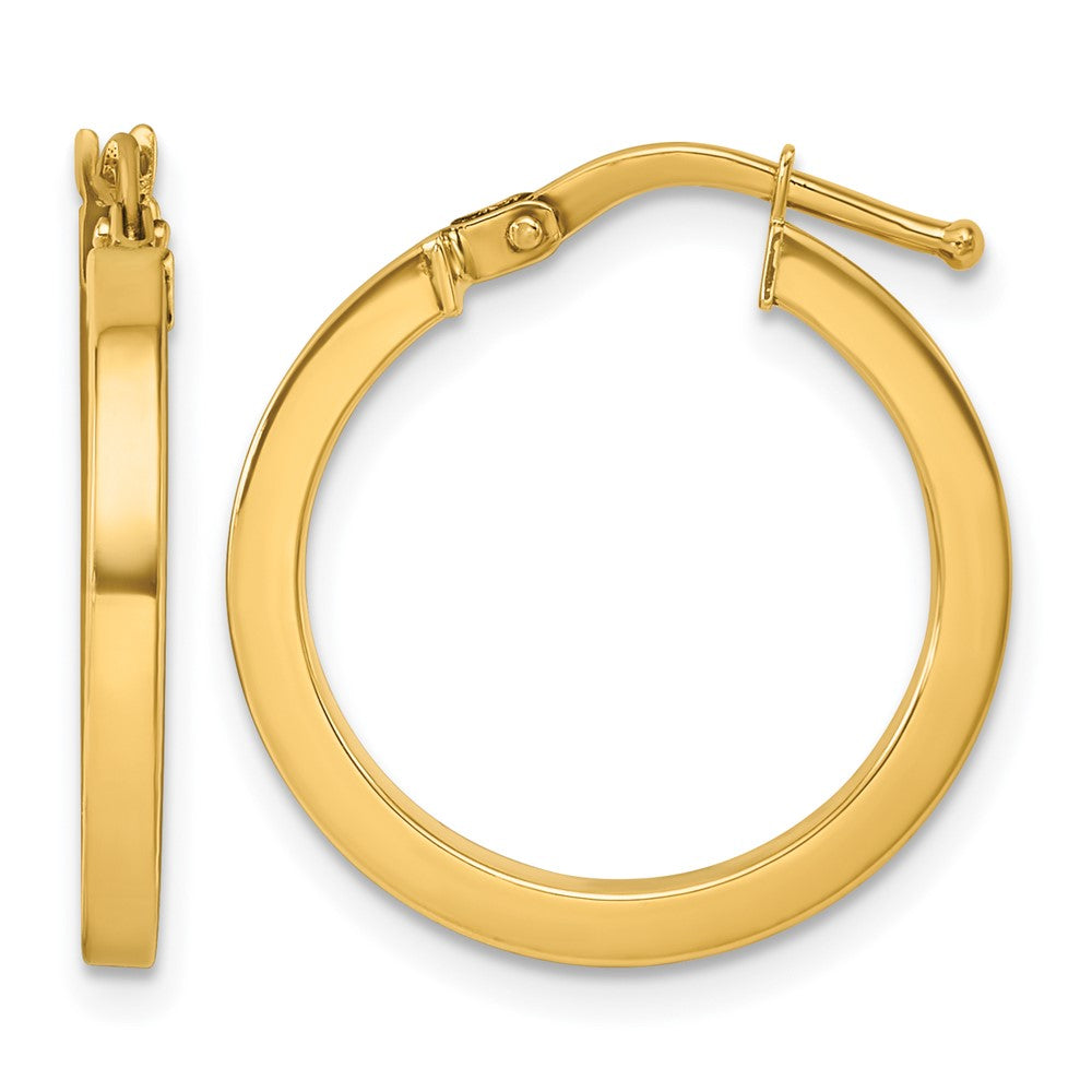 14k Yellow Gold Polished 2x19.8mm Square Tube Round Hoop Earrings