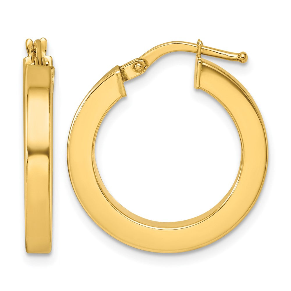 14k Yellow Gold Polished 2.9x21.4mm Square Tube Round Hoop Earrings