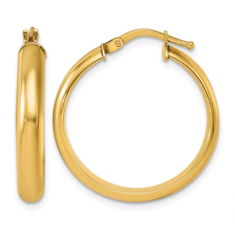 14k Yellow Gold Polished 3.8x24.7mm Round Hoop Earrings