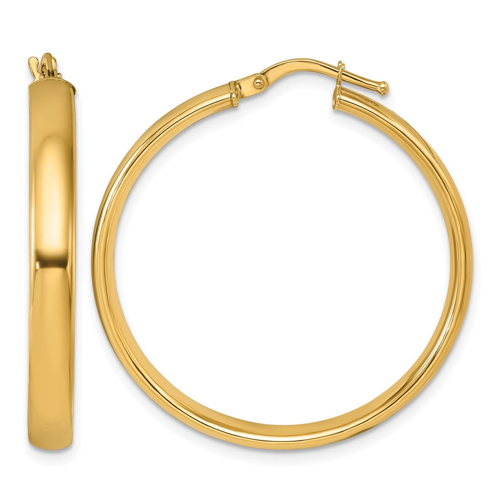 14k Yellow Gold Polished 4x33.5mm Round Hoop Earrings