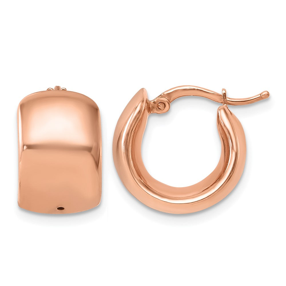 14K Rose Gold Polished 9.3mm Round Hoop Earrings