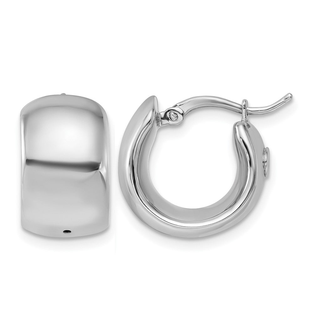 14K White Gold Rhodium-plated Polished 9.3mm Round Hoop Earrings