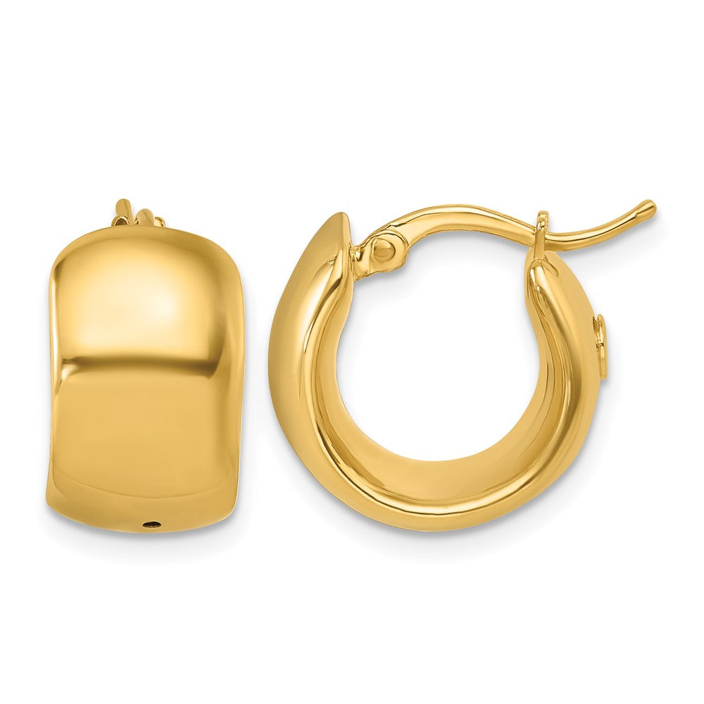 14k Yellow Gold Polished 9.3mm Round Hoop Earrings