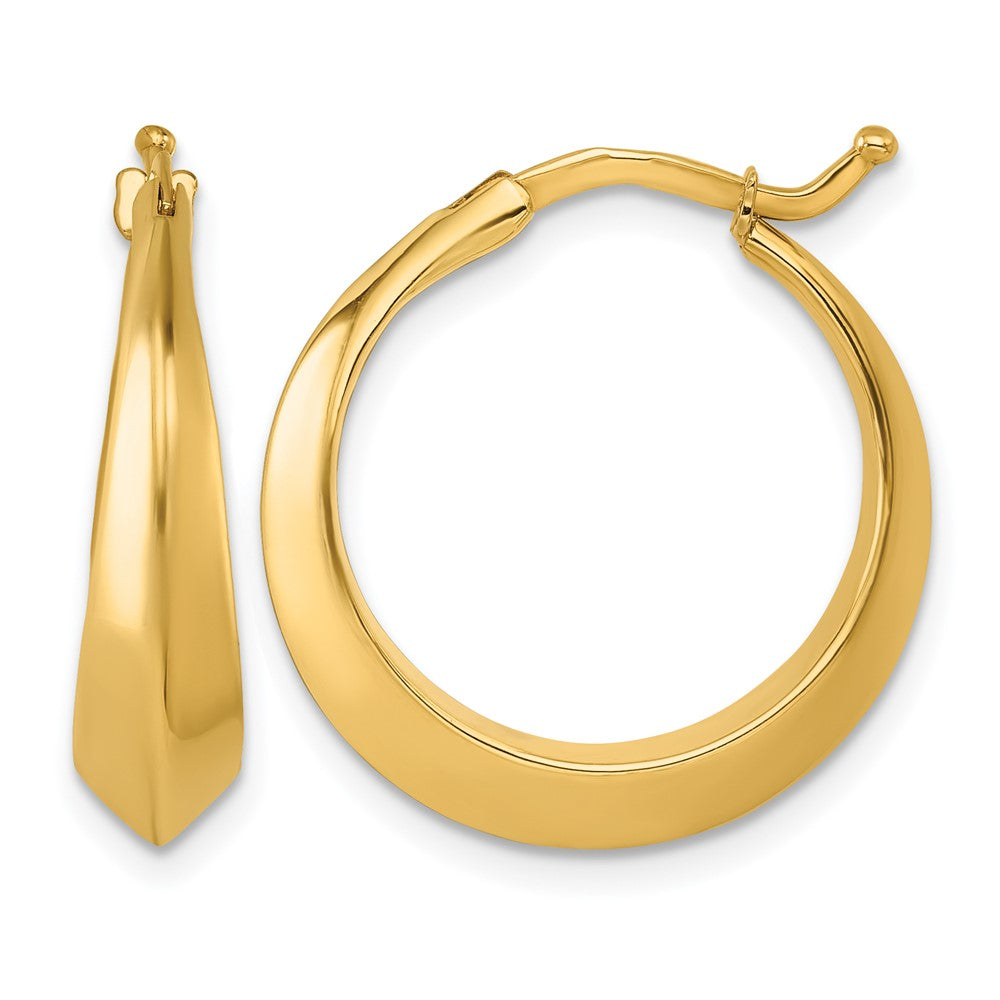 14k Yellow Gold Polished Knife Edge Round Hoop Earrings